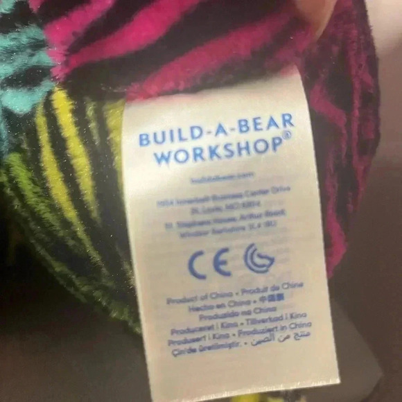 Build A Bear Rainbow Wild Striped Zebra Plush Retired Animal 17” - Picture 3 of 4